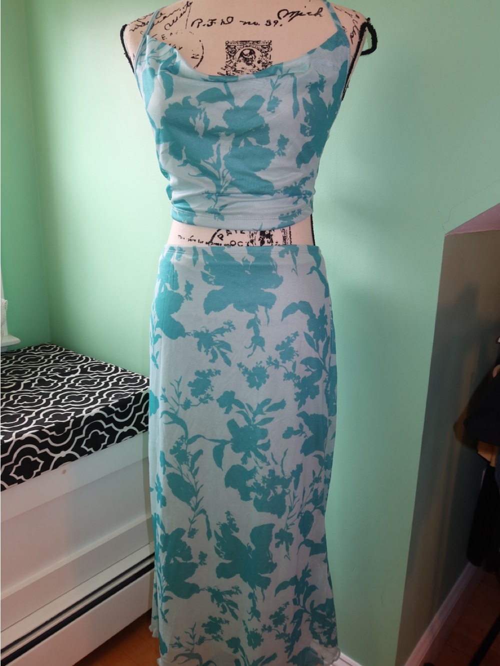 SHEIN Light Blue Floral Two-Piece Dress Set